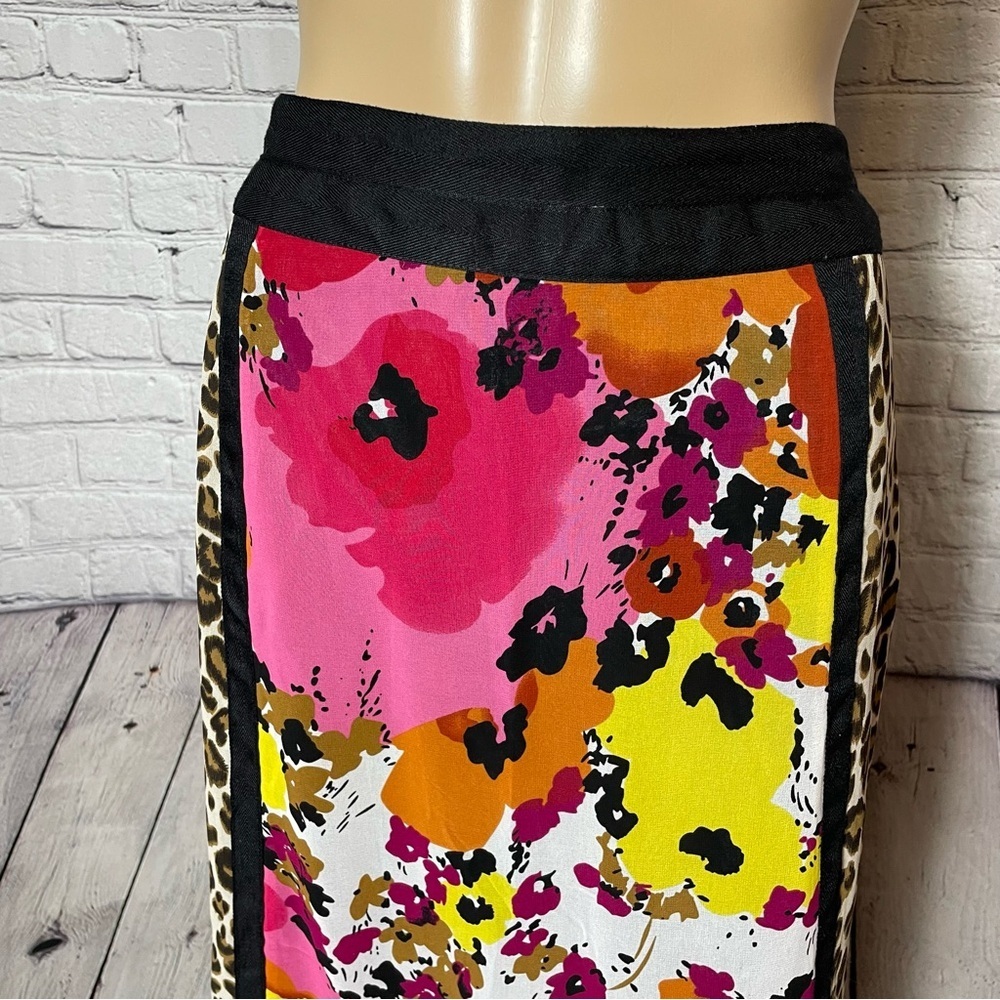 New WDNY Patchwork Floral Animal Print Maxi Chiffon Skirt Size 12 - Picture 2 of 8